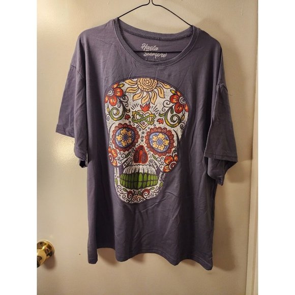 Sugar Tops - NWT Hasta Sienyore Women's Sugar Skull Short Sleeve Graphic T-Shirt Size M